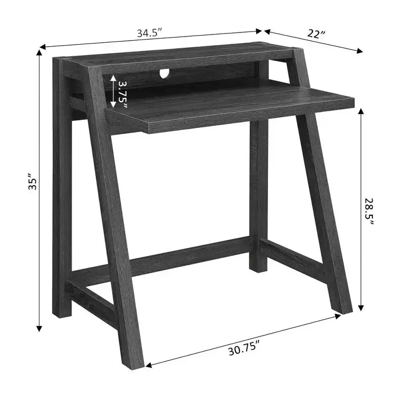 Bureau d'ordinateur à 2 niveaux avec étagère de rangement, bureau d'écriture moderne pour chambre et bureau