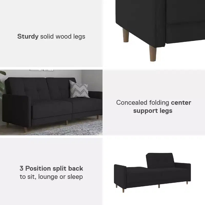Canapé-lit futon convertible Coil, canapé-lit avec dossier réglable, couchage moderne pour salon