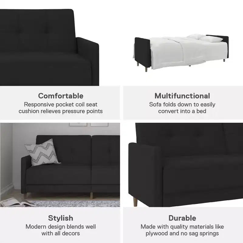 Canapé-lit futon convertible Coil, canapé-lit avec dossier réglable, couchage moderne pour salon