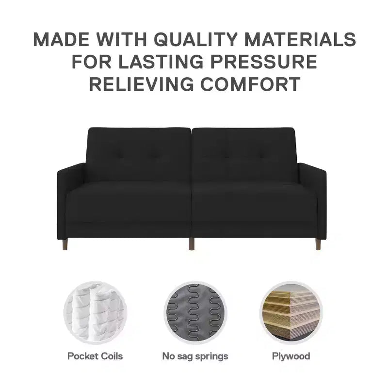 Canapé-lit futon convertible Coil, canapé-lit avec dossier réglable, couchage moderne pour salon