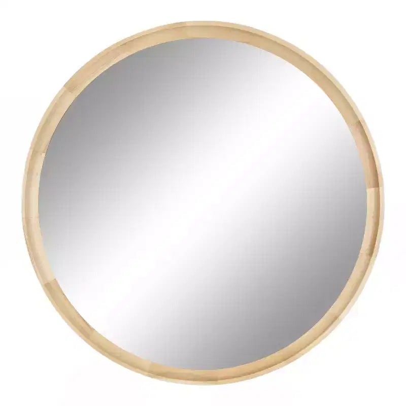 Miroir mural rond en bois avec cadre décoratif, miroir à suspendre pour la décoration intérieure