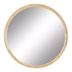 Miroir mural rond en bois avec cadre décoratif, miroir à suspendre pour la décoration intérieure