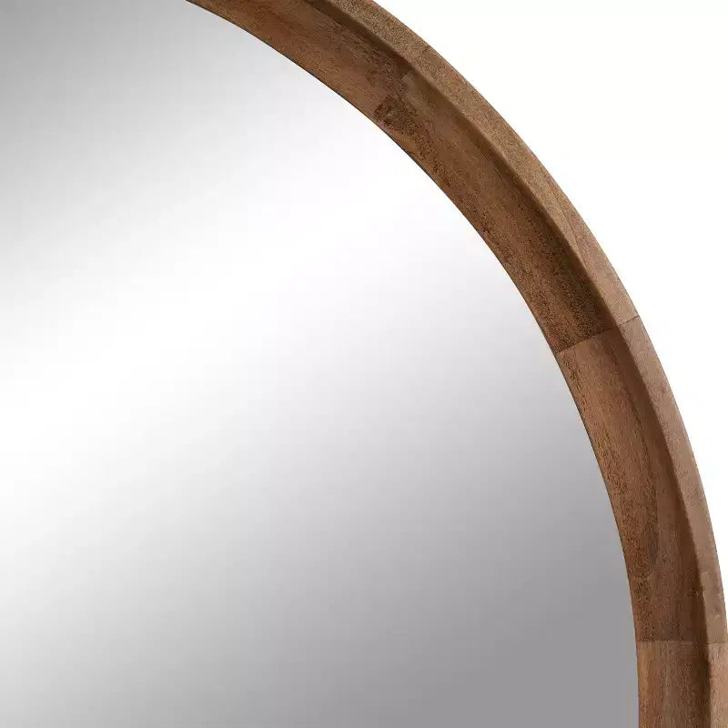 Miroir mural rond en bois avec cadre décoratif, miroir à suspendre pour la décoration intérieure