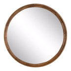 Miroir mural rond en bois avec cadre décoratif, miroir à suspendre pour la décoration intérieure