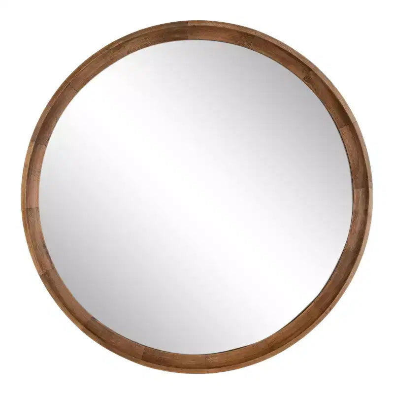 Miroir mural rond en bois avec cadre décoratif, miroir à suspendre pour la décoration intérieure