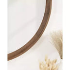 Miroir mural rond en bois avec cadre décoratif, miroir à suspendre pour la décoration intérieure