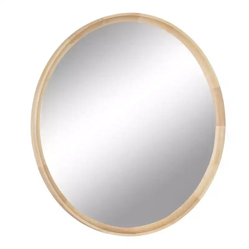 Miroir mural rond en bois avec cadre décoratif, miroir à suspendre pour la décoration intérieure
