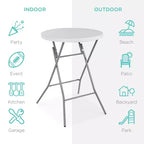 Table pliante de 32 po de hauteur bar, accessoire intérieur/extérieur, plateau épais, capacité de 330 lb