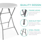 Table pliante de 32 po de hauteur bar, accessoire intérieur/extérieur, plateau épais, capacité de 330 lb
