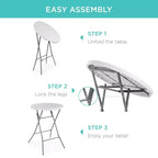 Table pliante de 32 po de hauteur bar, accessoire intérieur/extérieur, plateau épais, capacité de 330 lb