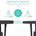 Table pliante de 32 po de hauteur bar, accessoire intérieur/extérieur, plateau épais, capacité de 330 lb