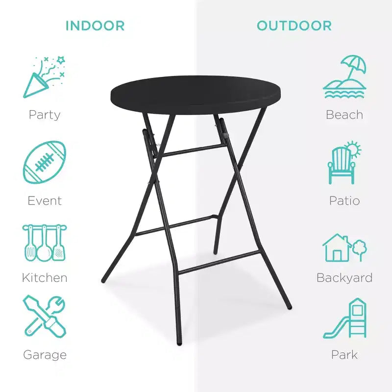 Table pliante de 32 po de hauteur bar, accessoire intérieur/extérieur, plateau épais, capacité de 330 lb