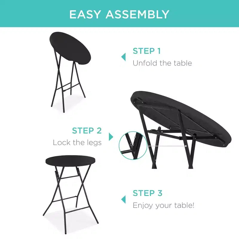 Table pliante de 32 po de hauteur bar, accessoire intérieur/extérieur, plateau épais, capacité de 330 lb