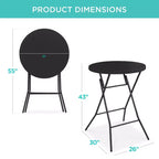 Table pliante de 32 po de hauteur bar, accessoire intérieur/extérieur, plateau épais, capacité de 330 lb
