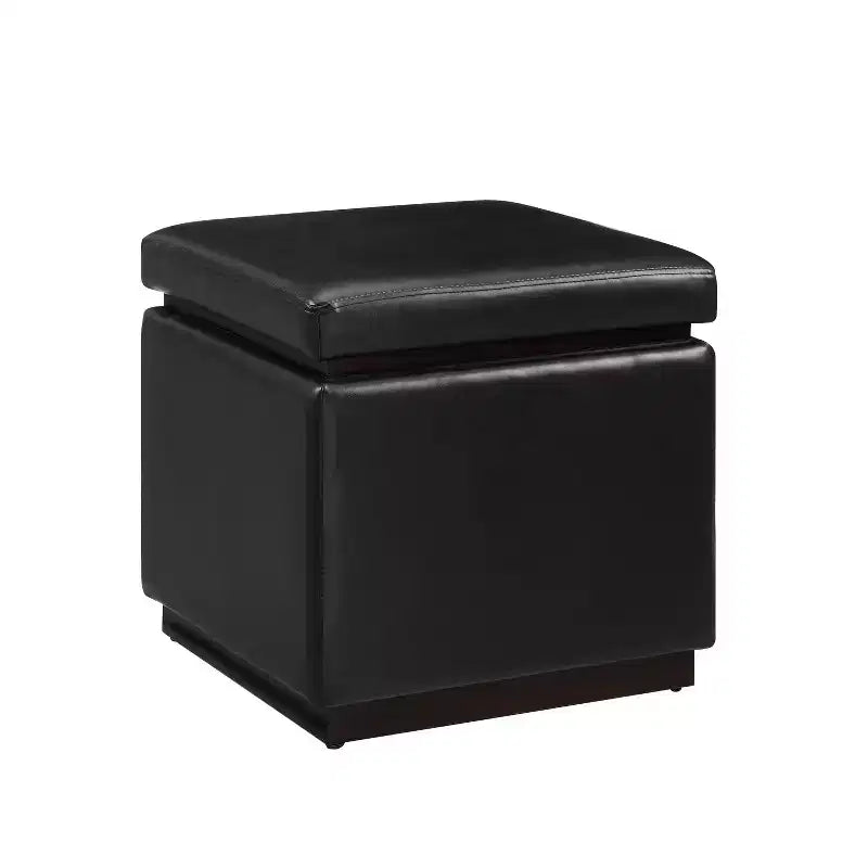 Pouf Lucinda carré en similicuir, repose-pieds d'appoint moderne