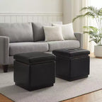 Pouf  carré en similicuir, repose-pieds d'appoint moderne