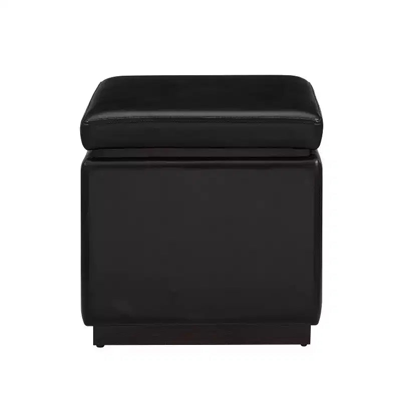 Pouf Lucinda carré en similicuir, repose-pieds d'appoint moderne