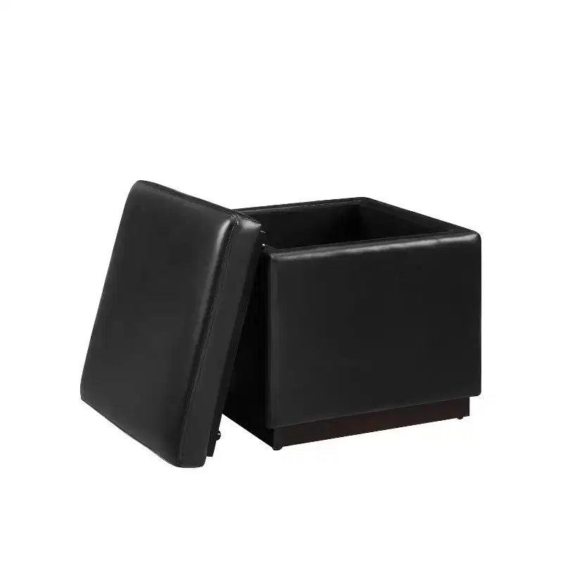 Pouf Lucinda carré en similicuir, repose-pieds d'appoint moderne