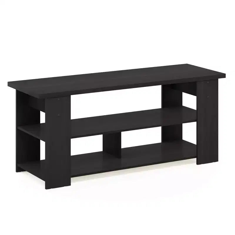 Meuble TV, console multimédia pour téléviseurs jusqu'à 55 pouces, étagères de rangement ouvertes, expresso