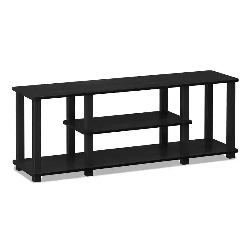Meuble TV à 3 niveaux pour téléviseurs jusqu'à 50", console multimédia avec tube carré, Americano/Noir