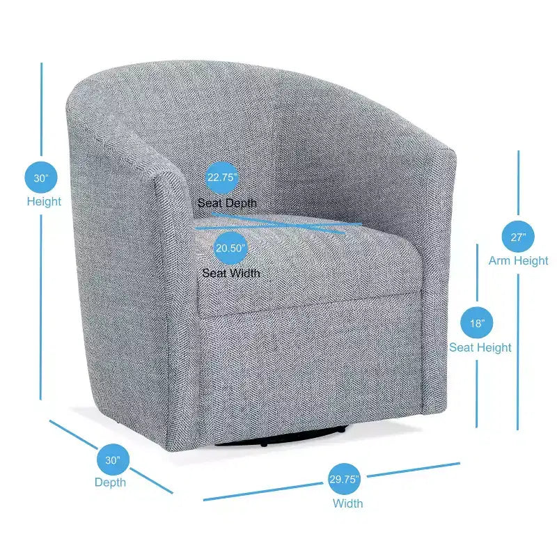 Fauteuil pivotant Lynton, fauteuil pivotant moderne rembourré à 360° pour salon