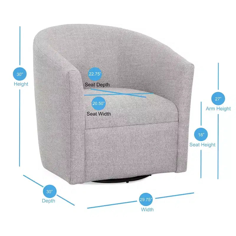 Fauteuil pivotant Lynton, fauteuil pivotant moderne rembourré à 360° pour salon