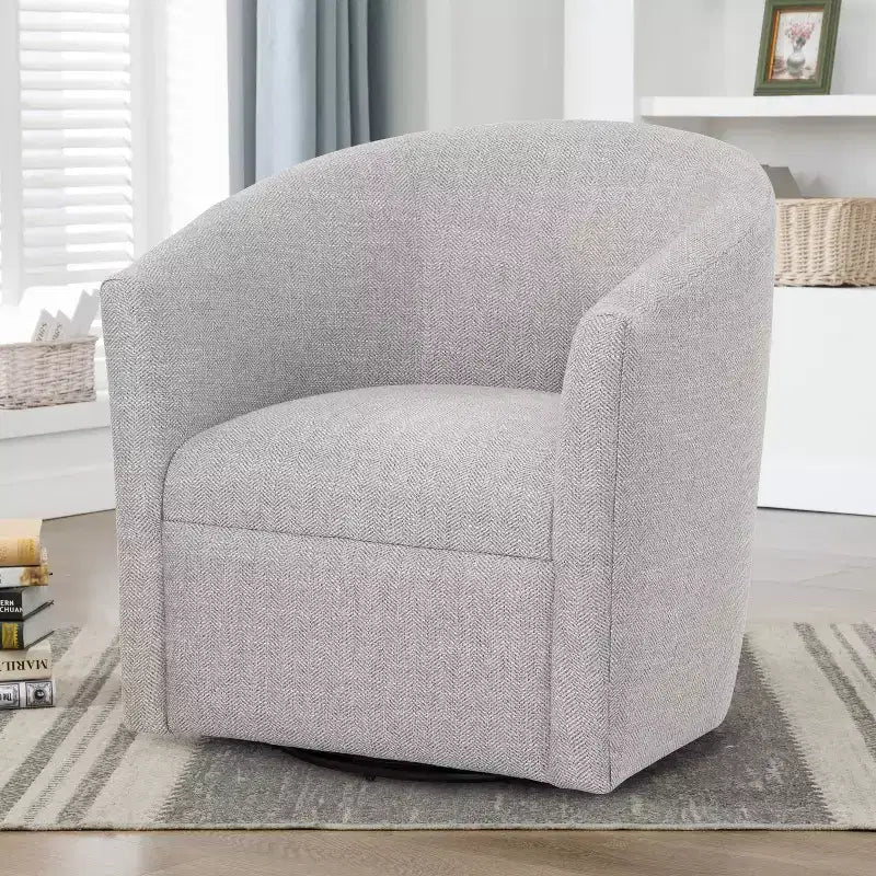 Fauteuil pivotant Lynton, fauteuil pivotant moderne rembourré à 360° pour salon