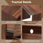 Bureau d'angle en L pour ordinateur 150 cm, compartiment ouvert et gestion des câbles, noyer/blanc