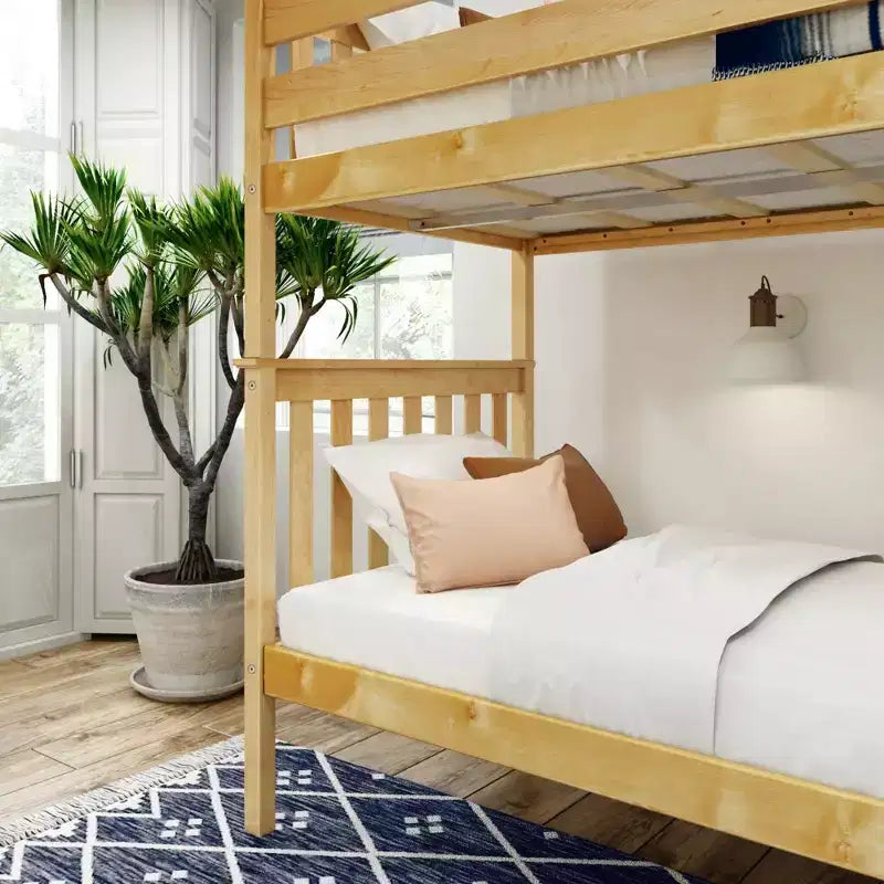 Lit superposé en bois massif, deux lits simples, avec échelle, sans sommier tapissier requis, pour enfants et adultes.