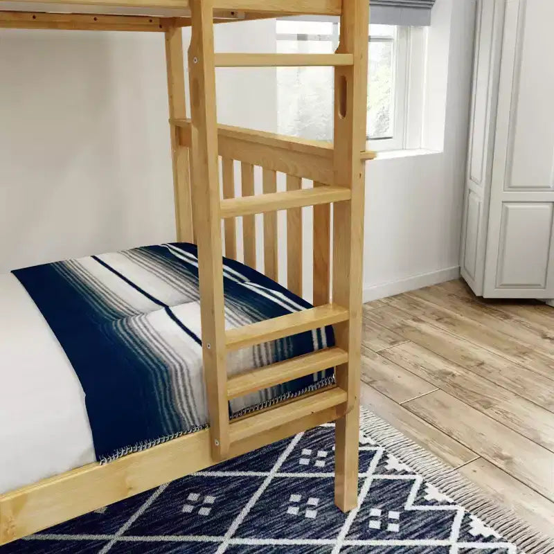 Lit superposé en bois massif, deux lits simples, avec échelle, sans sommier tapissier requis, pour enfants et adultes.