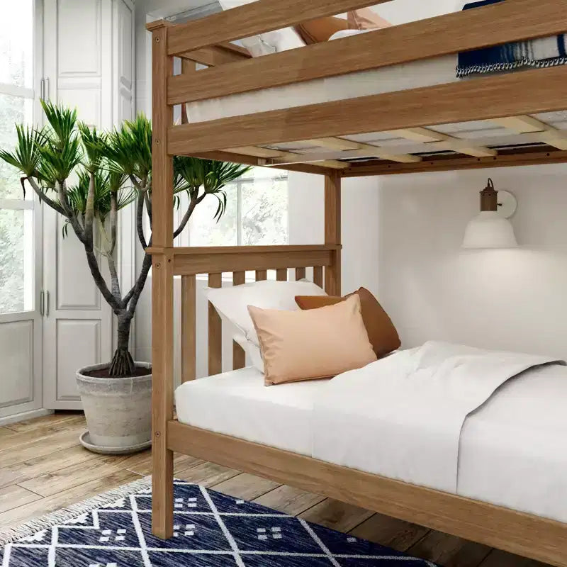 Lit superposé en bois massif, deux lits simples, avec échelle, sans sommier tapissier requis, pour enfants et adultes.