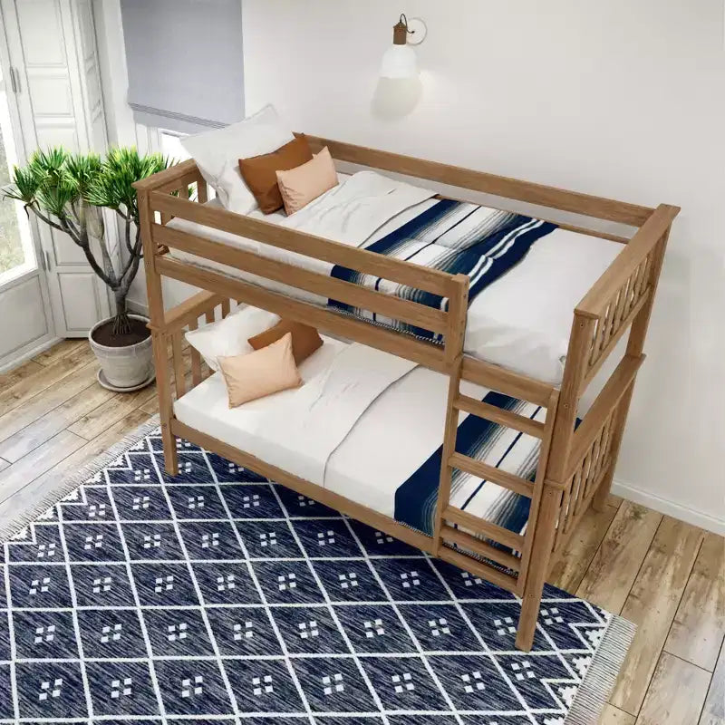 Lit superposé en bois massif, deux lits simples, avec échelle, sans sommier tapissier requis, pour enfants et adultes.