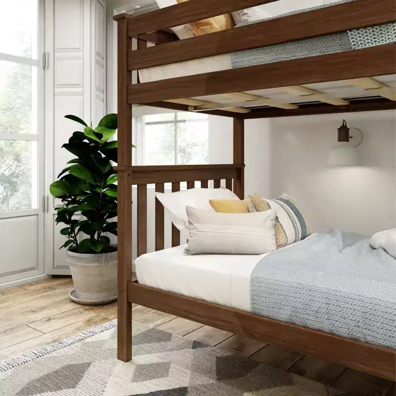 Lit superposé en bois massif, deux lits simples, avec échelle, sans sommier tapissier requis, pour enfants et adultes.