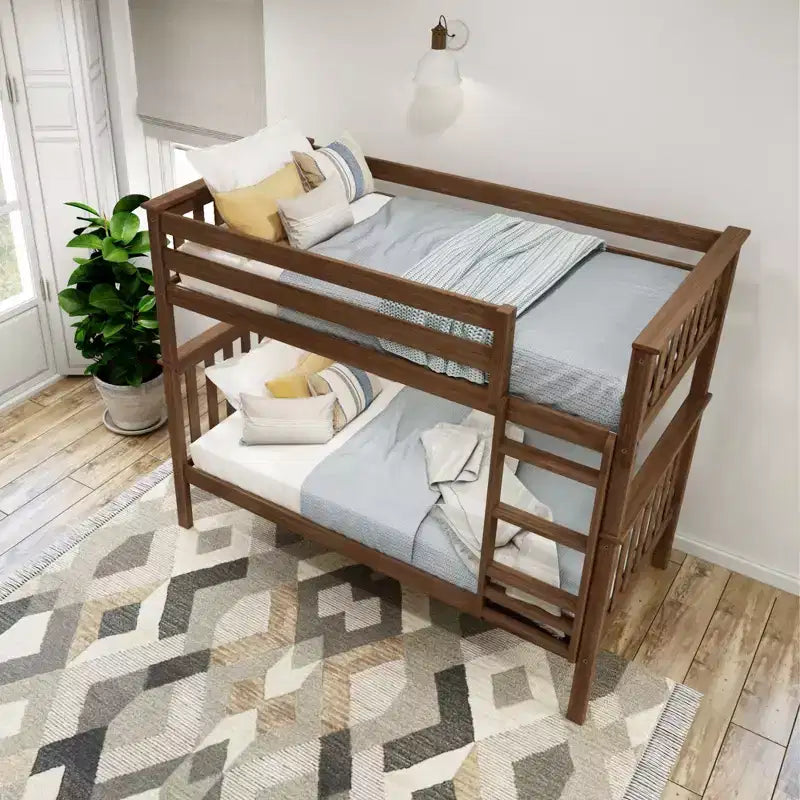 Lit superposé en bois massif, deux lits simples, avec échelle, sans sommier tapissier requis, pour enfants et adultes.