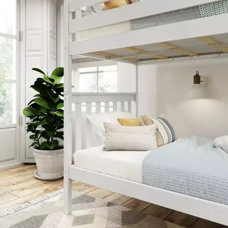 Lit superposé en bois massif, deux lits simples, avec échelle, sans sommier tapissier requis, pour enfants et adultes.