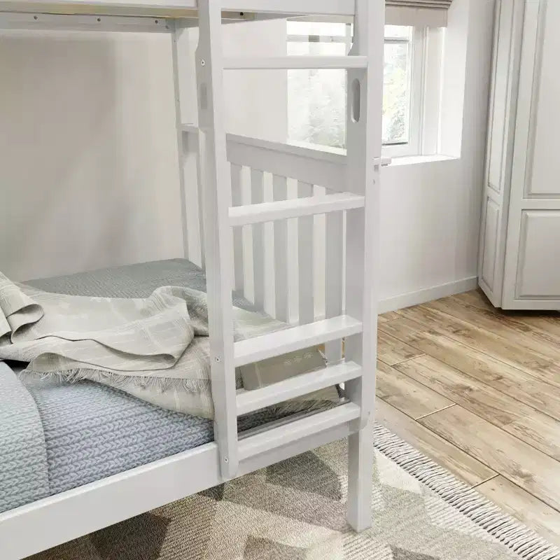 Lit superposé en bois massif, deux lits simples, avec échelle, sans sommier tapissier requis, pour enfants et adultes.