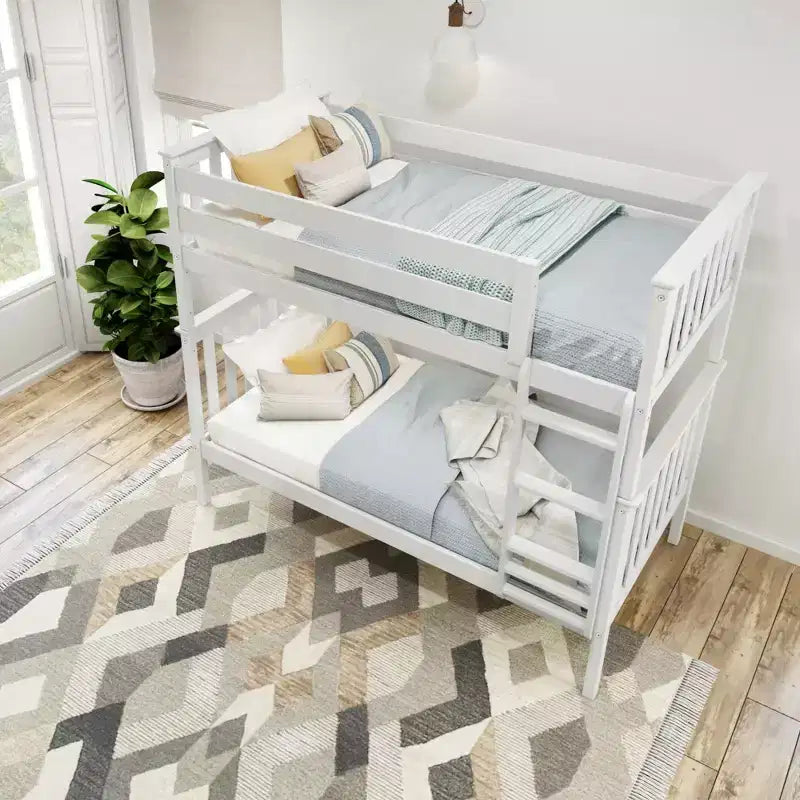 Lit superposé en bois massif, deux lits simples, avec échelle, sans sommier tapissier requis, pour enfants et adultes.