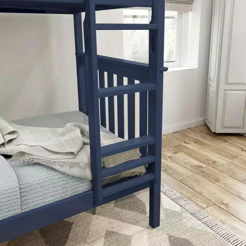 Lit superposé en bois massif, deux lits simples, avec échelle, sans sommier tapissier requis, pour enfants et adultes.