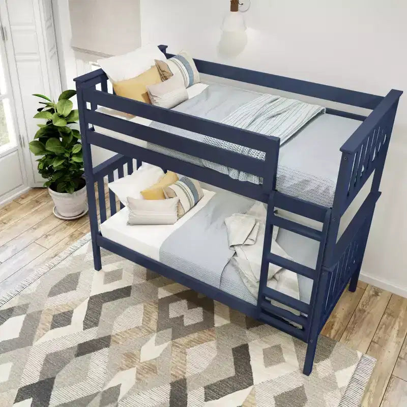 Lit superposé en bois massif, deux lits simples, avec échelle, sans sommier tapissier requis, pour enfants et adultes.