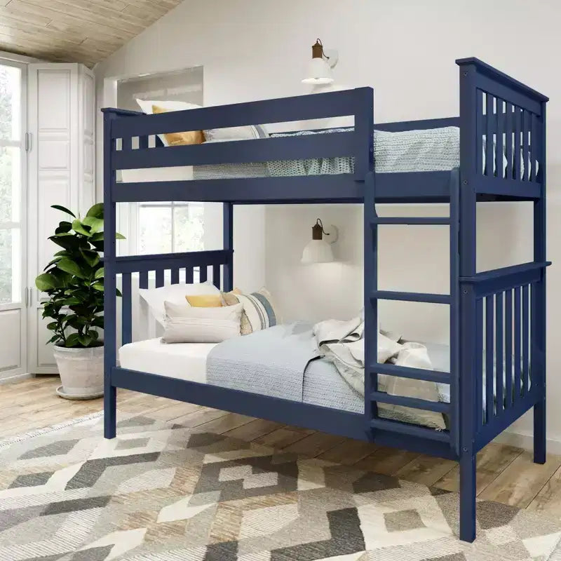 Lit superposé en bois massif, deux lits simples, avec échelle, sans sommier tapissier requis, pour enfants et adultes.