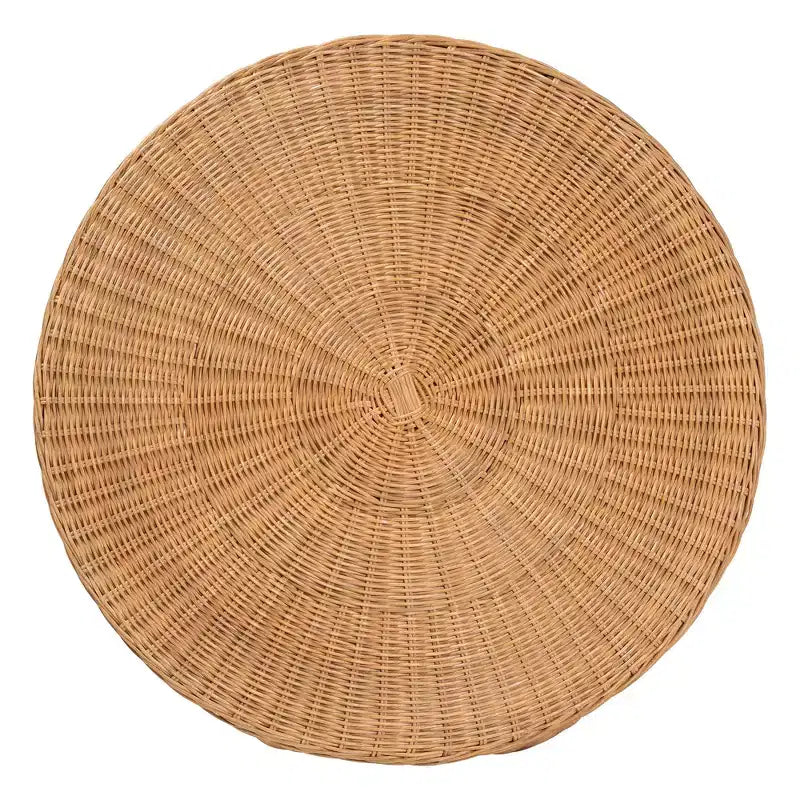 Table d'appoint ronde en rotin Palm Bohemian Honey Scallop, style bohème