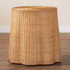 Table d'appoint ronde en rotin Palm Bohemian Honey Scallop, style bohème