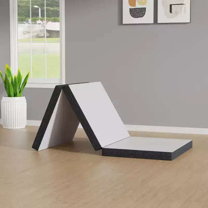 FDW 3 inch Folding Mattress Tri Fold Memory Foam Mattress Topper Foldable Mattress Topper with Washable Cover for Camping