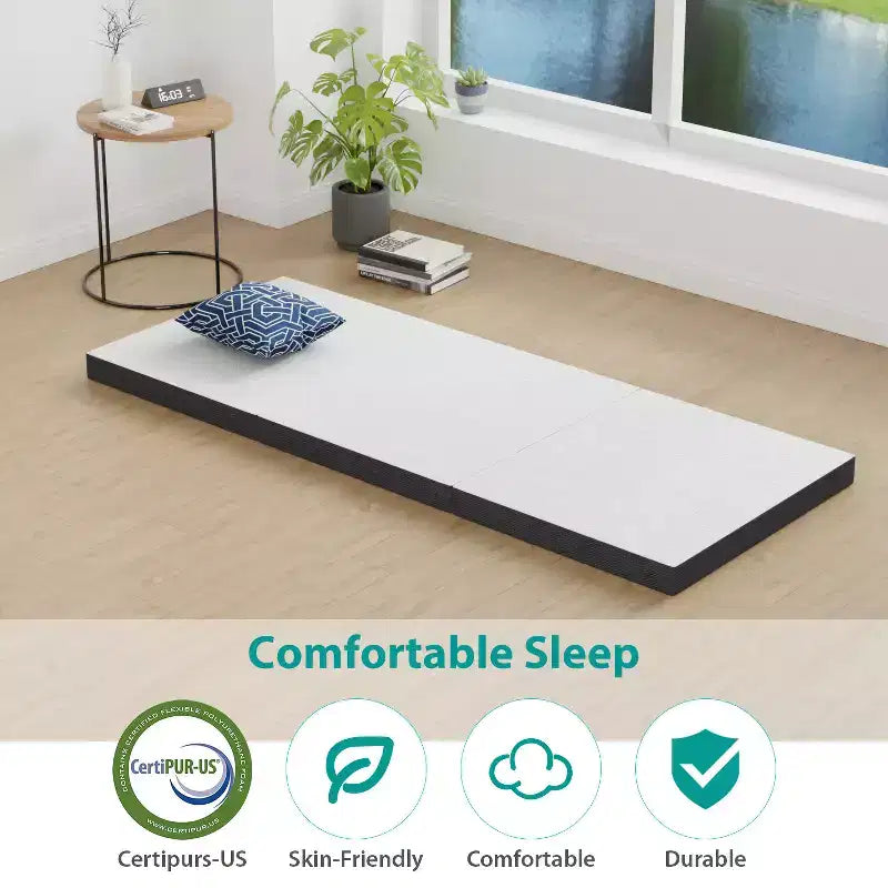 Surmatelas pliant en mousse à mémoire de forme de 7,6 cm, pliable avec housse lavable pour le camping