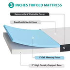 Surmatelas pliant en mousse à mémoire de forme de 7,6 cm, pliable avec housse lavable pour le camping