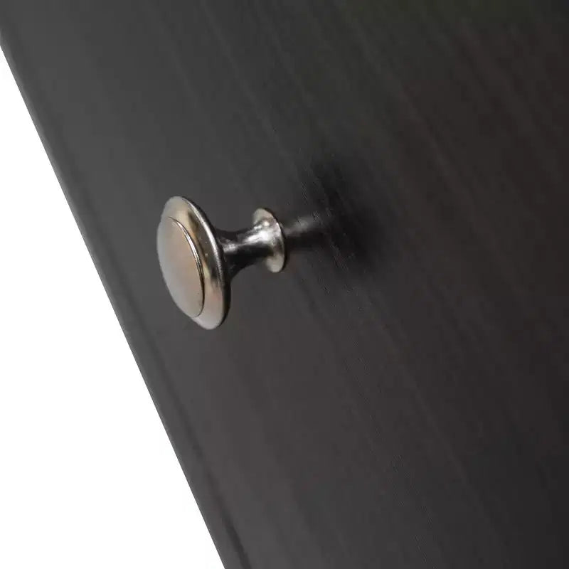 Meuble TV Rochester avec cadre en bois, rangement fermé et pieds en fer noir, meuble de divertissement moderne