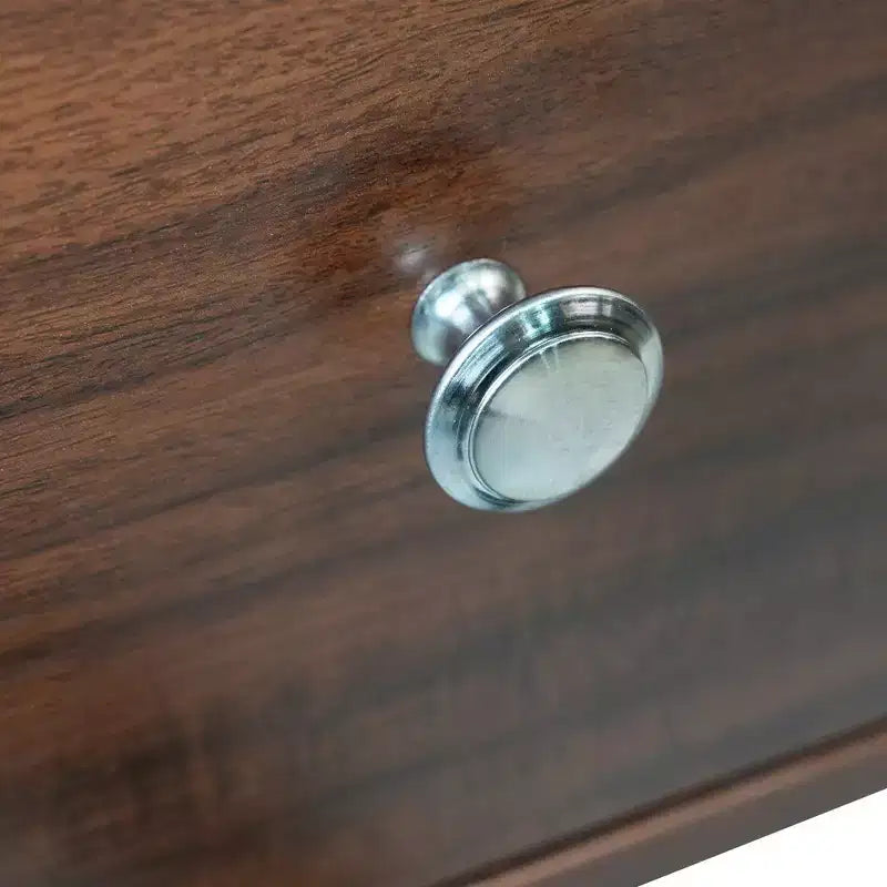 Meuble TV Rochester avec cadre en bois, rangement fermé et pieds en fer noir, meuble de divertissement moderne