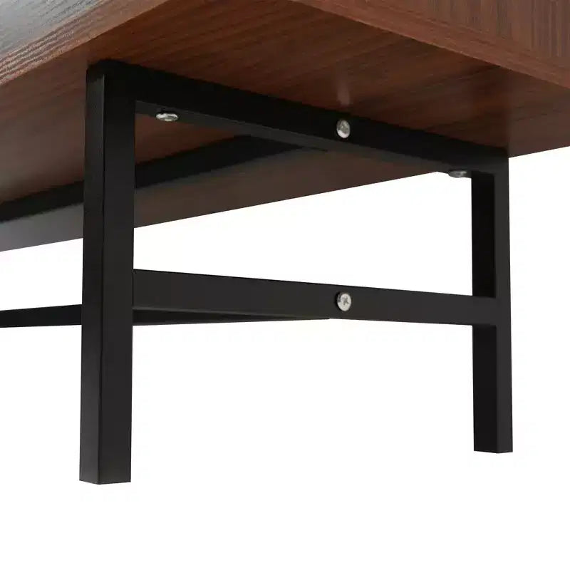 Meuble TV Rochester avec cadre en bois, rangement fermé et pieds en fer noir, meuble de divertissement moderne