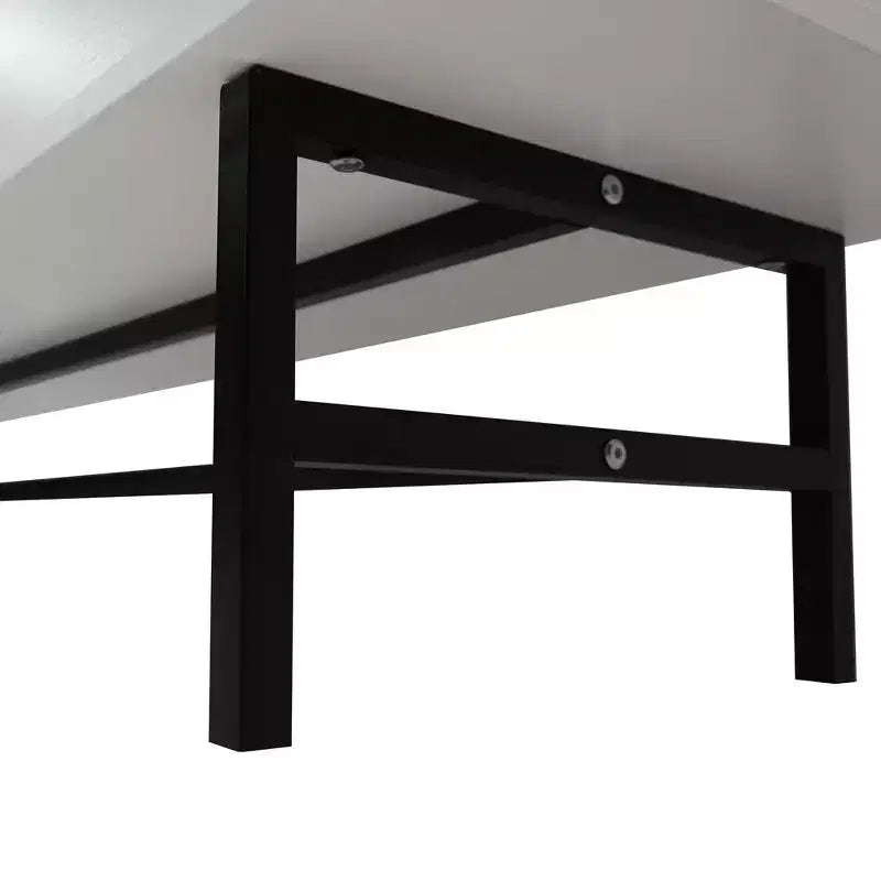 Meuble TV Rochester avec cadre en bois, rangement fermé et pieds en fer noir, meuble de divertissement moderne