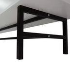 Meuble TV Rochester avec cadre en bois, rangement fermé et pieds en fer noir, meuble de divertissement moderne